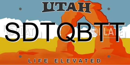 SDTQBTT Utah License Plate