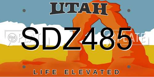 SDZ485 Utah License Plate