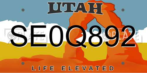 SE0Q892 Utah License Plate
