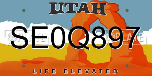 SE0Q897 Utah License Plate