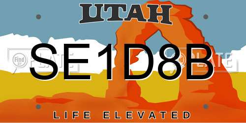 SE1D8B Utah License Plate