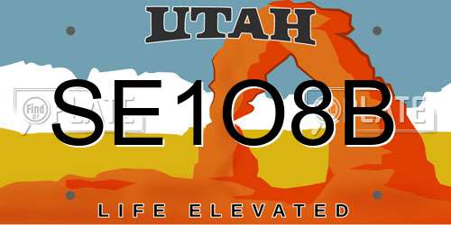 SE1O8B Utah License Plate
