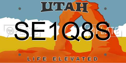 SE1Q8S Utah License Plate