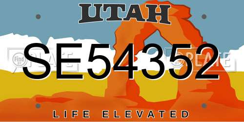 SE54352 Utah License Plate