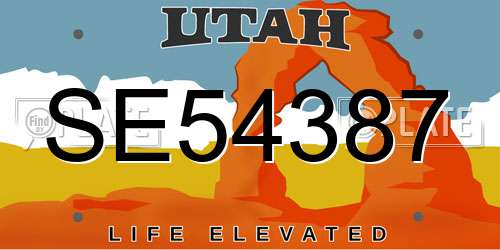 SE54387 Utah License Plate