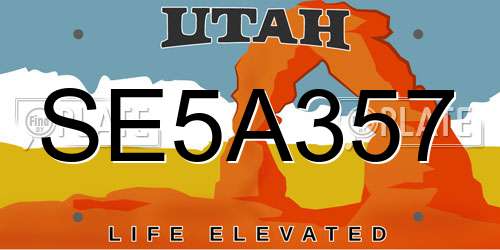 SE5A357 Utah License Plate