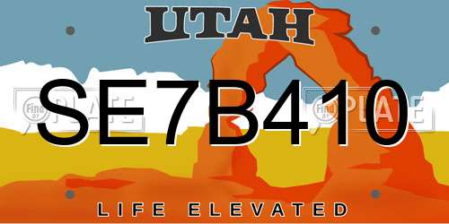 SE7B410 Utah License Plate