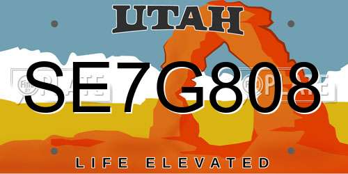 SE7G808 Utah License Plate