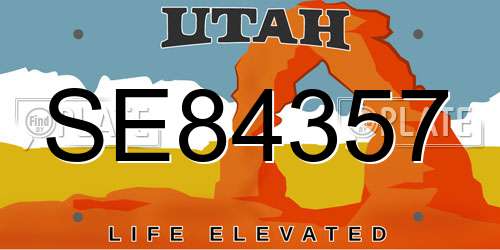SE84357 Utah License Plate