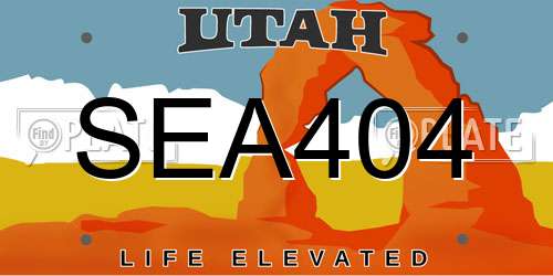 SEA404 Utah License Plate