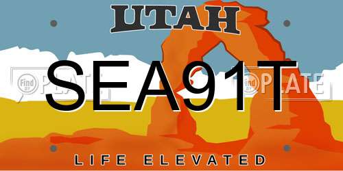 SEA91T Utah License Plate