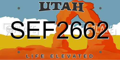 SEF2662 Utah License Plate
