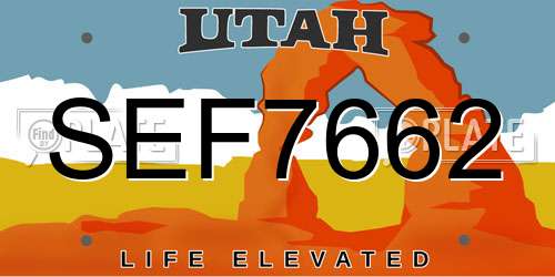 SEF7662 Utah License Plate