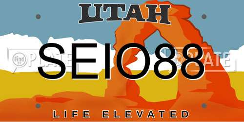 SEIO88 Utah License Plate