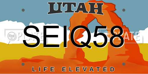 SEIQ58 Utah License Plate