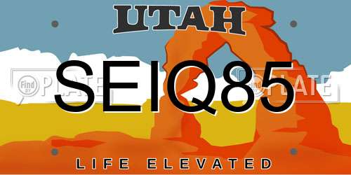 SEIQ85 Utah License Plate