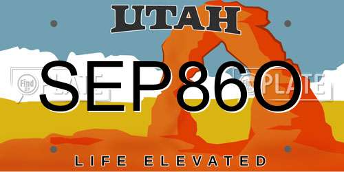 SEP86O Utah License Plate