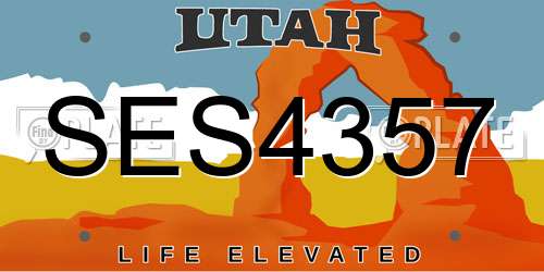 SES4357 Utah License Plate