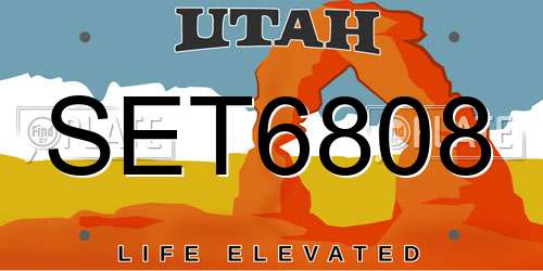 SET6808 Utah License Plate