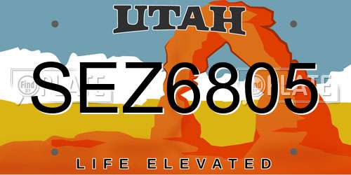 SEZ6805 Utah License Plate