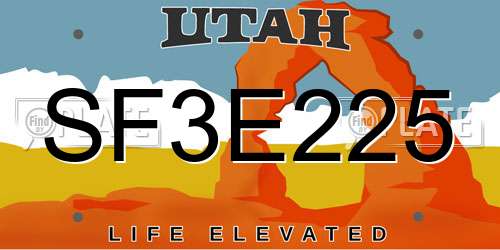 SF3E225 Utah License Plate