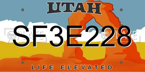 SF3E228 Utah License Plate