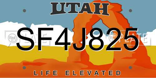 SF4J825 Utah License Plate