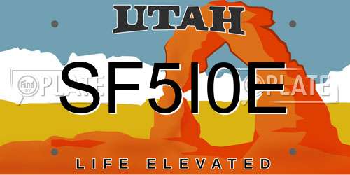 SF5I0E Utah License Plate