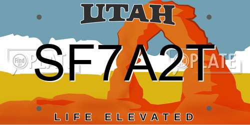 SF7A2T Utah License Plate