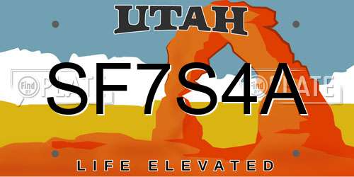 SF7S4A Utah License Plate