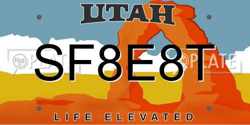 SF8E8T Utah License Plate