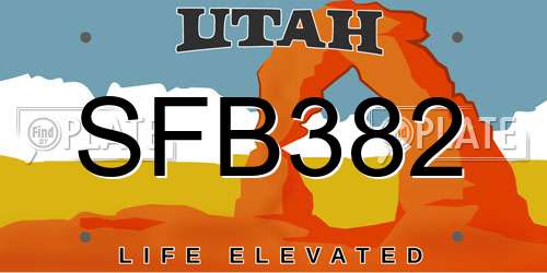 SFB382 Utah License Plate