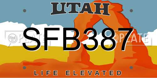 SFB387 Utah License Plate