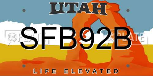SFB92B Utah License Plate