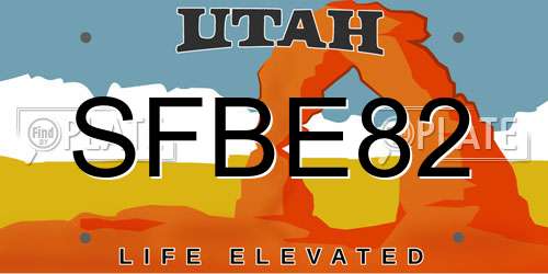 SFBE82 Utah License Plate