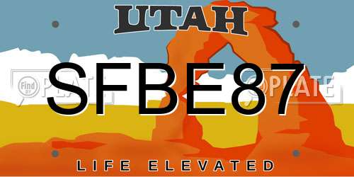 SFBE87 Utah License Plate
