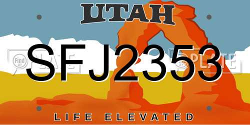 SFJ2353 Utah License Plate