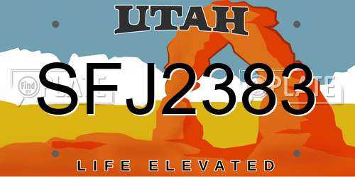 SFJ2383 Utah License Plate