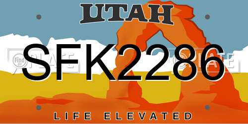 SFK2286 Utah License Plate