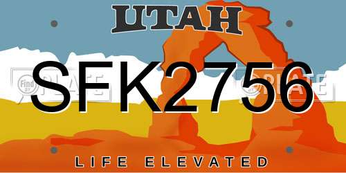 SFK2756 Utah License Plate