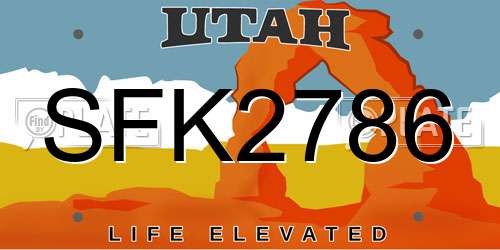 SFK2786 Utah License Plate