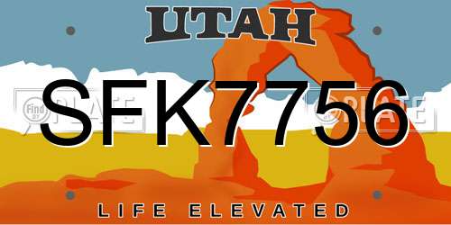 SFK7756 Utah License Plate