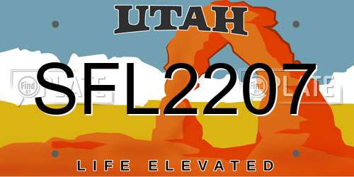 SFL2207 Utah License Plate