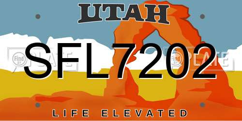 SFL7202 Utah License Plate