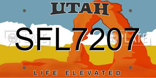 SFL7207 Utah License Plate