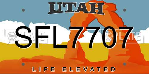 SFL7707 Utah License Plate
