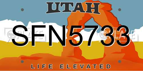 SFN5733 Utah License Plate