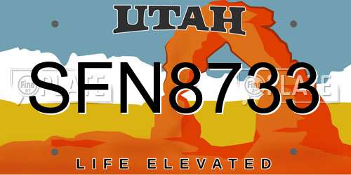 SFN8733 Utah License Plate