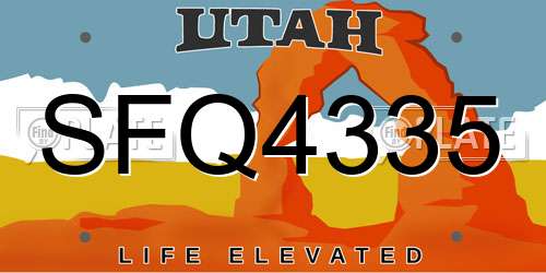 SFQ4335 Utah License Plate