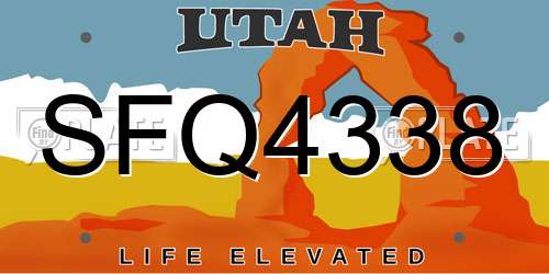 SFQ4338 Utah License Plate